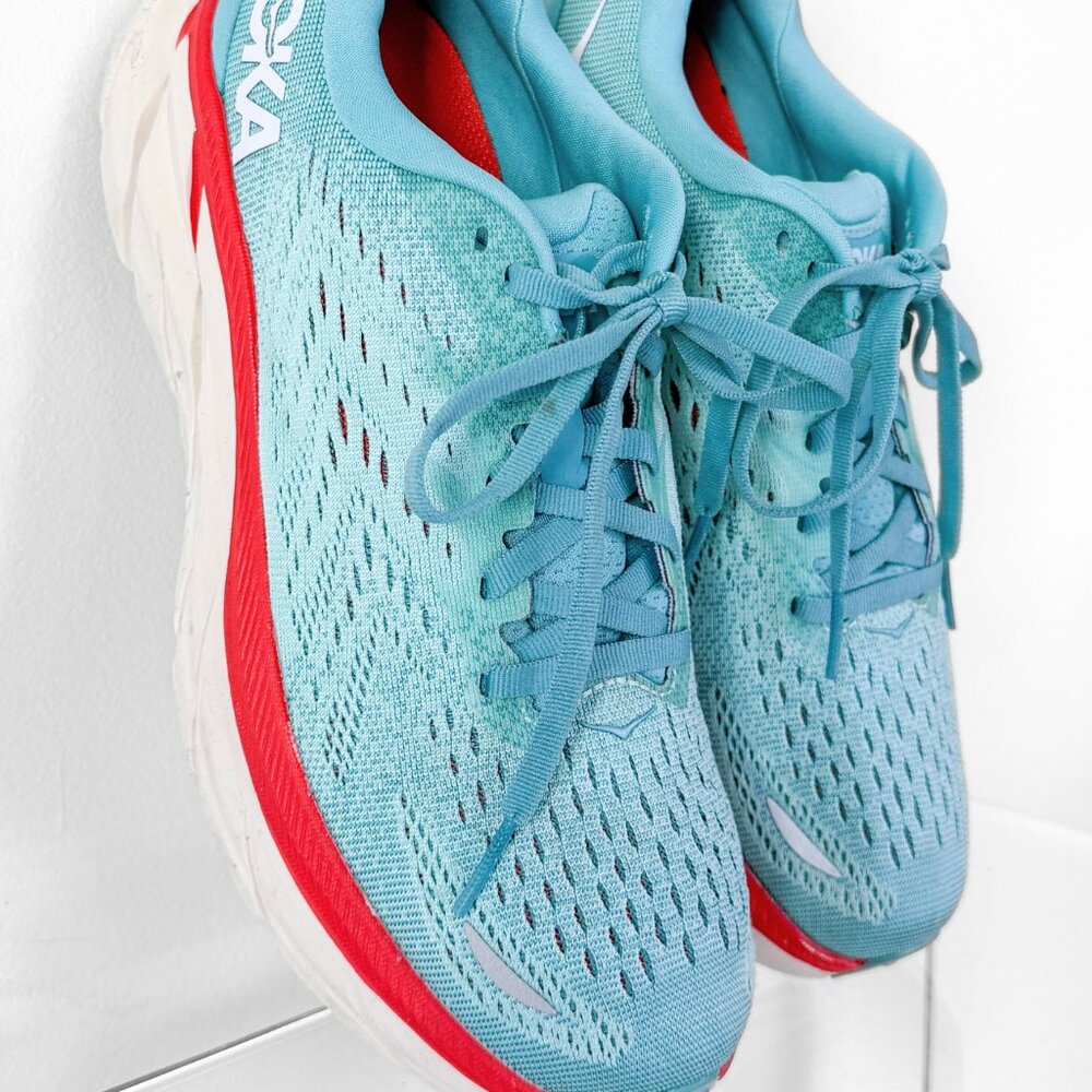 Hoka Women's Clifton 8 Running Shoes in Aquarelle/Eggshell Blue Turquoise 7.5 - Picture 3 of 12